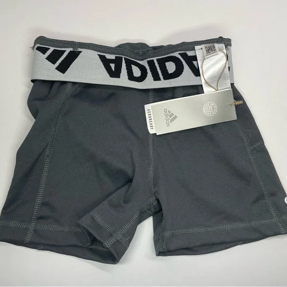 New NWT adidas Womens Techfit Short 3” Branded Elastic Short Size XS Grey Black - Picture 6 of 8